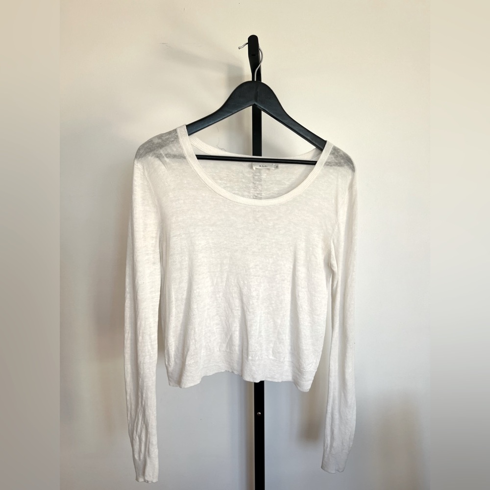 ALC white long sleeve top linen